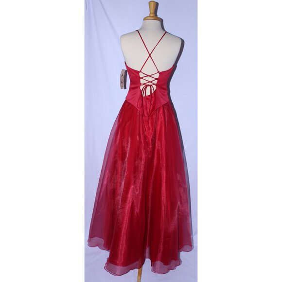 Poly USA #2316 Long Organza and Satin Formal Prom Gown-Size XL-RED - NWT - Picture 2 of 5